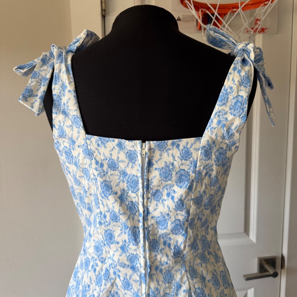 Trixxi Women's White Mini Summer Dresses with Blue Floral Print Size L - Picture 5 of 16